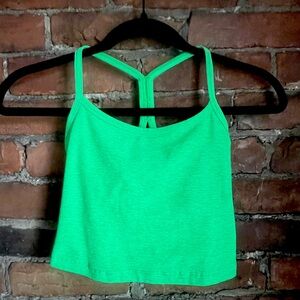 Beyond Yoga Spacedye Slim Racerback Cropped Tank Honeydew (neon green). Size XS